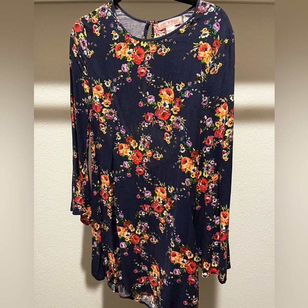 Band of Gypsies Navy Floral Long Sleeve Dress